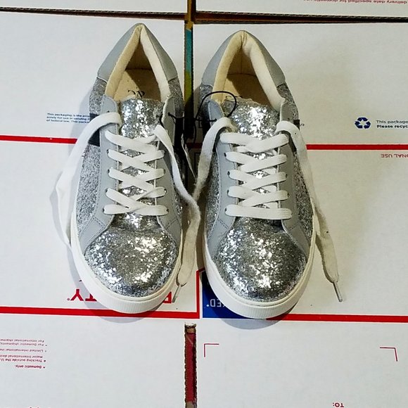 New York & Company Shoes - NY & C Silver Glittery  Size 9 Sneaker Shoes